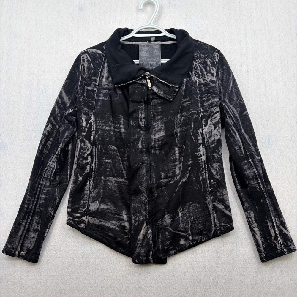 Young Fabulous & Broke Womens Black Distressed Moto Jacket Full Zip Size Small